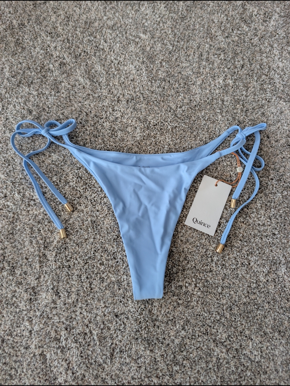 Quince Sky Blue Tie-Side Bikini Bottom Large NWT